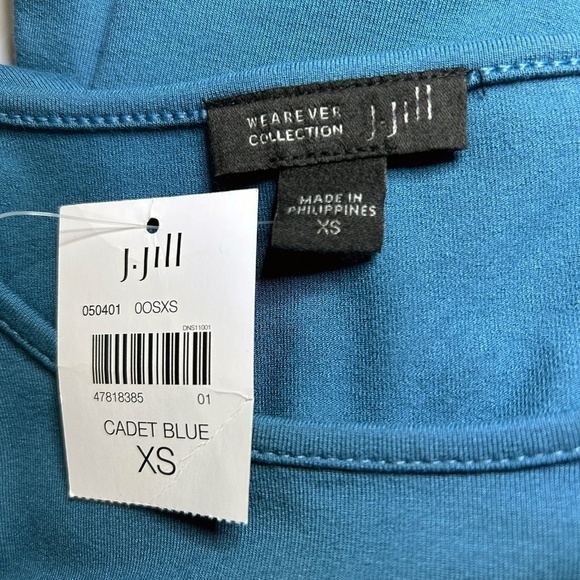 J. Jill Tunic Length Sweater Top Shirt Rayon Blend Cadet Blue Teal Pullover - Picture 10 of 13